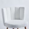 Modern WHITE dining chair(set of 2 ) with iron tube wood color legs, shorthair cushions and comfortable backrest, suitable for dining room