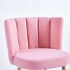 Modern pink dining chair(set of 2 ) with iron tube wood color legs, shorthair cushions and comfortable backrest, suitable for dining room, living room