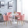 Modern pink dining chair(set of 2 ) with iron tube wood color legs, shorthair cushions and comfortable backrest, suitable for dining room, living room