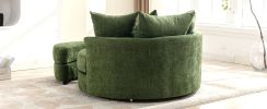 Orisfur. 360¬∞ Swivel Accent Barrel Chair with Storage Ottoman & 4 Pillows, Modern Chenille Leisure Chair Round Accent for Living Room, Green
