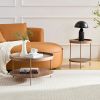 2-Piece Modern 2 tier Round Coffee Table Set for Living Room,Easy Assembly Nesting Coffee Tables, End Side Tables for Bedroom Office Balcony Yard