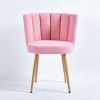 Modern pink dining chair(set of 2 ) with iron tube wood color legs, shorthair cushions and comfortable backrest, suitable for dining room, living room