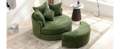 Orisfur. 360¬∞ Swivel Accent Barrel Chair with Storage Ottoman & 4 Pillows, Modern Chenille Leisure Chair Round Accent for Living Room, Green