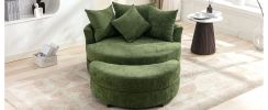 Orisfur. 360¬∞ Swivel Accent Barrel Chair with Storage Ottoman & 4 Pillows, Modern Chenille Leisure Chair Round Accent for Living Room, Green