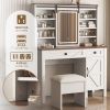 Farmhouse Makeup Vanity Desk with Sliding Mirror and Lights Mirror only