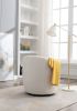 Teddy Fabric Swivel Accent Armchair Barrel Chair With Black Powder Coating Metal Ring,Ivory White