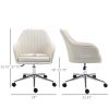 Mid-Back Task Chair, Fabric Home Office Chair, Swivel Desk Chair with Tub Shape Design & Lined Pattern Back for Living Room, Bedroom, Beige