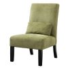Pisano Contemporary Chenille Fabric Armless Accent Chair with Pillow, Green