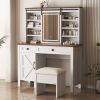 Farmhouse Makeup Vanity Desk with Sliding Mirror and Lights Mirror only