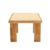 Modern and minimalist rectangular rattan tabletop with rubber wooden legs, imitation rattan woven Chinese side table