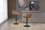 COOLMORE Modern Swivel Bar Stools Set of 2 Adjustable Counter Height Chairs with Footrest for Kitchen, Dining Room (Orange)
