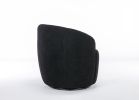 Teddy Fabric Swivel Accent Armchair Barrel Chair With Black Powder Coating Metal Ring,Black