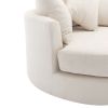 Orisfur. 360¬∞ Swivel Accent Barrel Chair with Storage Ottoman & 4 Pillows, Modern Chenille Leisure Chair Round Accent for Living Room, Cream