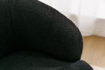 Teddy Fabric Swivel Accent Armchair Barrel Chair With Black Powder Coating Metal Ring,Black