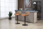 COOLMORE Modern Swivel Bar Stools Set of 2 Adjustable Counter Height Chairs with Footrest for Kitchen, Dining Room (Orange)