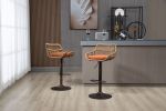 COOLMORE Modern Swivel Bar Stools Set of 2 Adjustable Counter Height Chairs with Footrest for Kitchen, Dining Room (Orange)