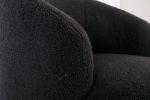 Teddy Fabric Swivel Accent Armchair Barrel Chair With Black Powder Coating Metal Ring,Black