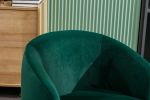 Velvet Fabric Swivel Accent Armchair Barrel Chair With Black Powder Coating Metal Ring,Green