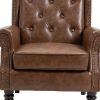 COOLMORE Wood Frame Armchair, Modern Accent Chair Lounge Chair with Sturdy Wood Legs for Living Room Bedroom (Brown PU)