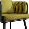 Pure Olive Modern Velvet Dining Chairs Set of 2 Hand Weaving Accent Chairs Living Room Chairs Upholstered Side Chair with Black Metal Legs for Dining