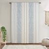 Cotton Printed Curtain Panel with Chenille Stripe and Lining White/Navy 50x84"