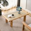 Modern and minimalist rectangular rattan tabletop with rubber wooden legs, imitation rattan woven Chinese side table