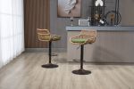 COOLMORE Modern Swivel Bar Stools Set of 2 Adjustable Counter Height Chairs with Footrest for Kitchen, Dining Room (Green)