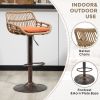 COOLMORE Modern Swivel Bar Stools Set of 2 Adjustable Counter Height Chairs with Footrest for Kitchen, Dining Room (Orange)