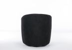 Teddy Fabric Swivel Accent Armchair Barrel Chair With Black Powder Coating Metal Ring,Black
