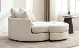 Orisfur. 360¬∞ Swivel Accent Barrel Chair with Storage Ottoman & 4 Pillows, Modern Chenille Leisure Chair Round Accent for Living Room, Cream