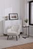Modern Mid Century Chair Linen Sherpa Armchair for Living Room Bedroom Office Easy Assemble(Beige)