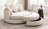 Orisfur. 360¬∞ Swivel Accent Barrel Chair with Storage Ottoman & 4 Pillows, Modern Chenille Leisure Chair Round Accent for Living Room, Cream