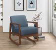 1pc Rocker Accent Chair Modern Living Room Plush Cushion Blue Soft Upholstery Hardwood Frame Elegant Style Comfort Relax