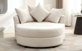 Orisfur. 360¬∞ Swivel Accent Barrel Chair with Storage Ottoman & 4 Pillows, Modern Chenille Leisure Chair Round Accent for Living Room, Cream