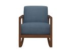 1pc Rocker Accent Chair Modern Living Room Plush Cushion Blue Soft Upholstery Hardwood Frame Elegant Style Comfort Relax