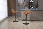 COOLMORE Modern Swivel Bar Stools Set of 2 Adjustable Counter Height Chairs with Footrest for Kitchen, Dining Room (Orange)