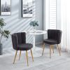 Modern GRAY dining chair(set of 2 ) with iron tube wood color legs, shorthair cushions and comfortable backrest, suitable for dining room, living room