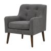 Ryder 25" Mid Century Modern Gray Woven Fabric Tufted Armchair