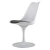 Swivel Tulip Side Chair for Kitchen and Dining Room Bar with Cushioned Seat and Curved Backrest, White and Black