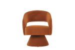 Swivel Accent Chair Armchair, Round Barrel Chair in Fabric for Living Room Bedroom,Orange velvet