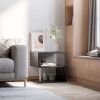 20" Modern End Table, Accent Side Table, S-Shaped Coffee Table with Storage Shelf and Steel Poles, Black