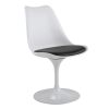 Swivel Tulip Side Chair for Kitchen and Dining Room Bar with Cushioned Seat and Curved Backrest, White and Black