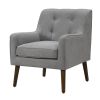 Ryder 25" Mid Century Modern Gray Woven Fabric Tufted Armchair