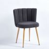 Modern GRAY dining chair(set of 2 ) with iron tube wood color legs, shorthair cushions and comfortable backrest, suitable for dining room, living room