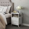Nightstand with Charging Station, Side Table with Fabric Drawers and Open Shelf, Night Stand for Bedroom Decor
