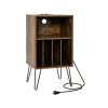 Side Tables with Storage Shelf and Charging Station