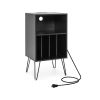 Side Tables with Storage Shelf and Charging Station