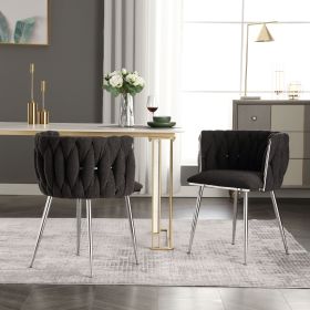 COOLMORE Leisure Dining Chairs Accent Chair Velvet Accent Lounge Chair With Metal Feet 2PC/SET (Color: as Pic)