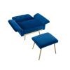 COOLMORE Velvet Accent Chair with Adjustable Armrests and Backrest, Button Tufted Lounge Chair, Single Recliner Armchair with Ottoman