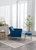 COOLMORE Velvet Accent Chair with Adjustable Armrests and Backrest, Button Tufted Lounge Chair, Single Recliner Armchair with Ottoman